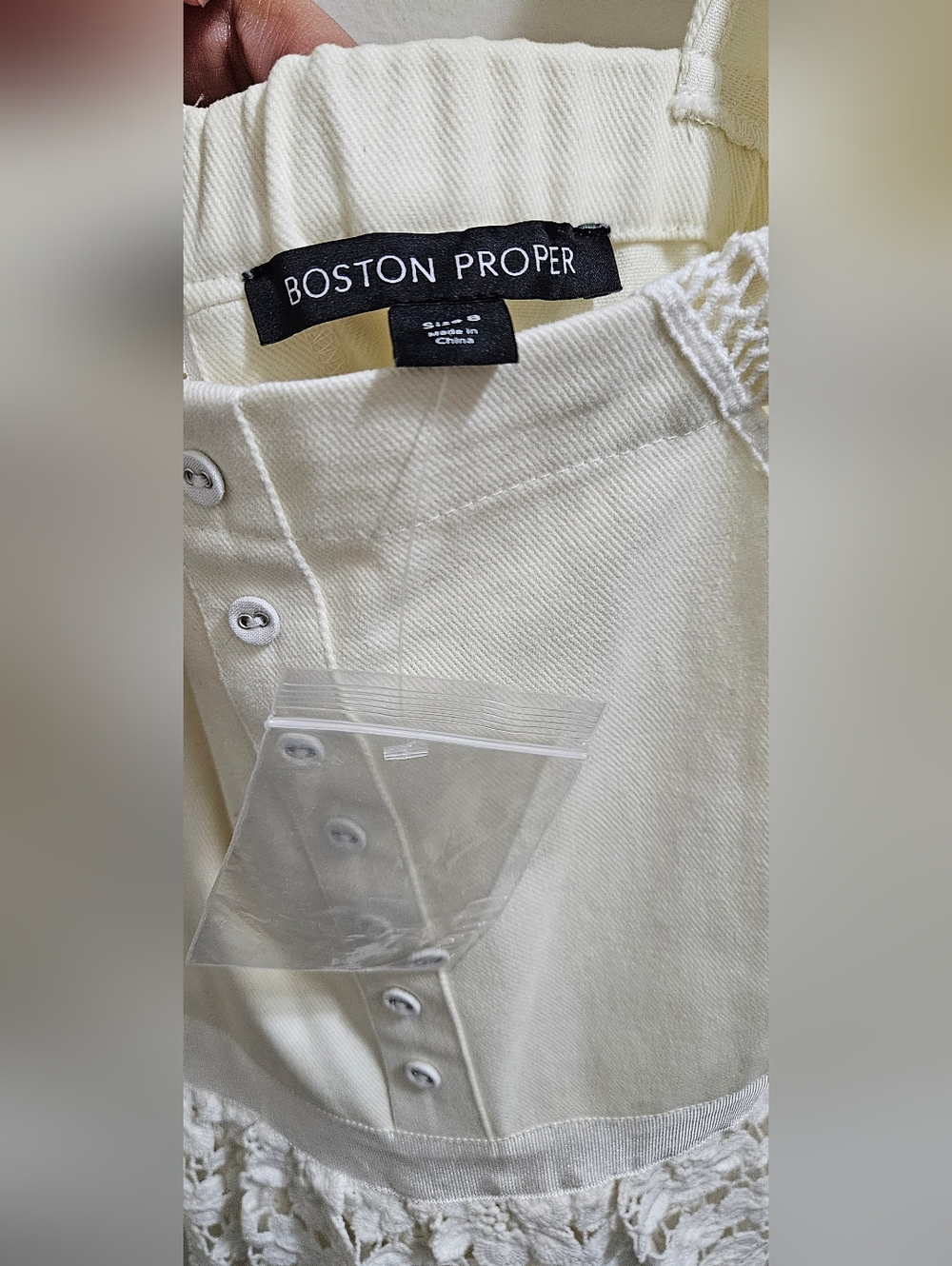 Boston Proper Cream Lace-Trim Sleeveless Dress - Picture 5 of 8
